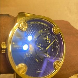 Diesel big face gold watch
